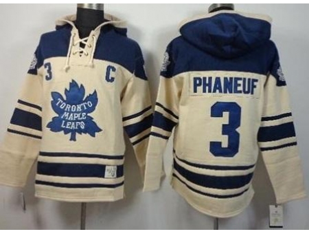 Toronto Maple Leafs 3 Dion Phaneuf Cream Stitched NHL Sawyer Hooded Sweatshirt