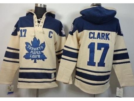 Toronto Maple Leafs 17 Wendel Clark Cream Stitched NHL Sawyer Hooded Sweatshirt