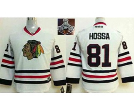 youth nhl jerseys chicago blackhawks #81 hossa white[2015 Stanley cup champions]