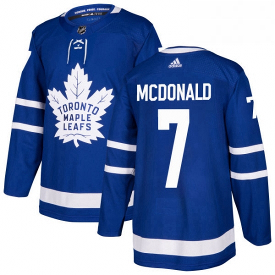 Mens Adidas Toronto Maple Leafs 7 Lanny McDonald Authentic Royal Blue Home NHL Jersey