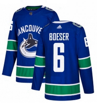 Mens Adidas Vancouver Canucks 6 Brock Boeser Premier Blue Home NHL Jersey