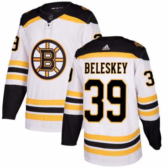 Mens Adidas Boston Bruins 39 Matt Beleskey Authentic White Away NHL Jersey