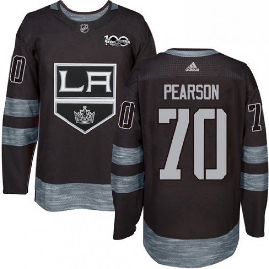 Mens Adidas Los Angeles Kings 70 Tanner Pearson Authentic Black 1917 2017 100th Anniversary NHL Jers