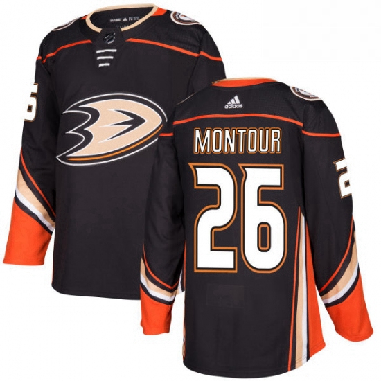 Mens Adidas Anaheim Ducks 26 Brandon Montour Authentic Black Home NHL Jersey