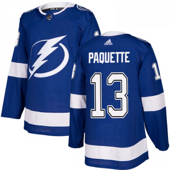 Mens Adidas Tampa Bay Lightning 13 Cedric Paquette Authentic Royal Blue Home NHL Jersey