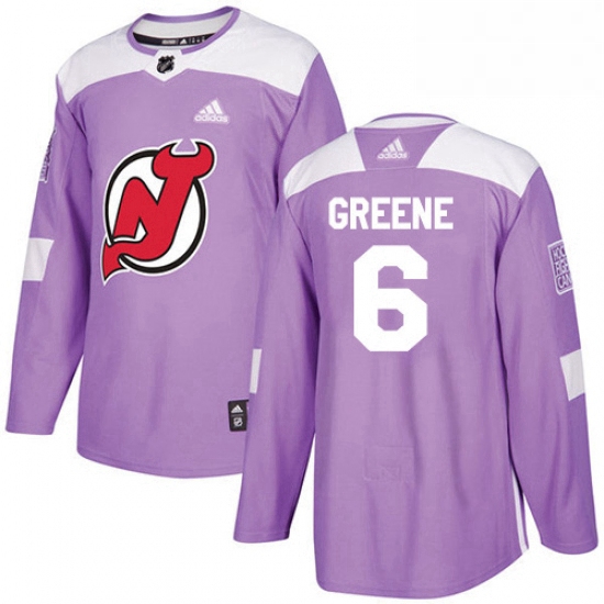 Mens Adidas New Jersey Devils 6 Andy Greene Authentic Purple Fights Cancer Practice NHL Jersey