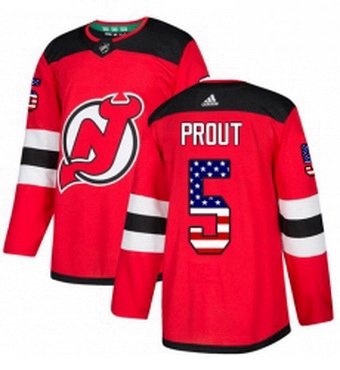 Mens Adidas New Jersey Devils 5 Dalton Prout Authentic Red USA Flag Fashion NHL Jersey