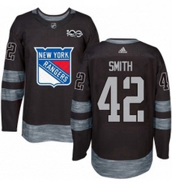 Mens Adidas New York Rangers 42 Brendan Smith Premier Black 1917 2017 100th Anniversary NHL Jersey