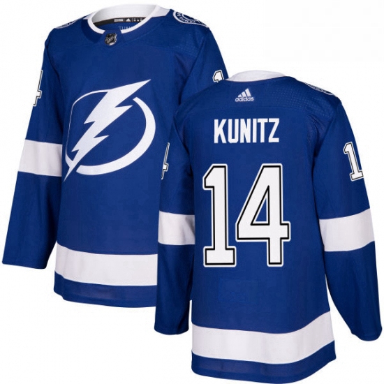 Mens Adidas Tampa Bay Lightning 14 Chris Kunitz Premier Royal Blue Home NHL Jersey