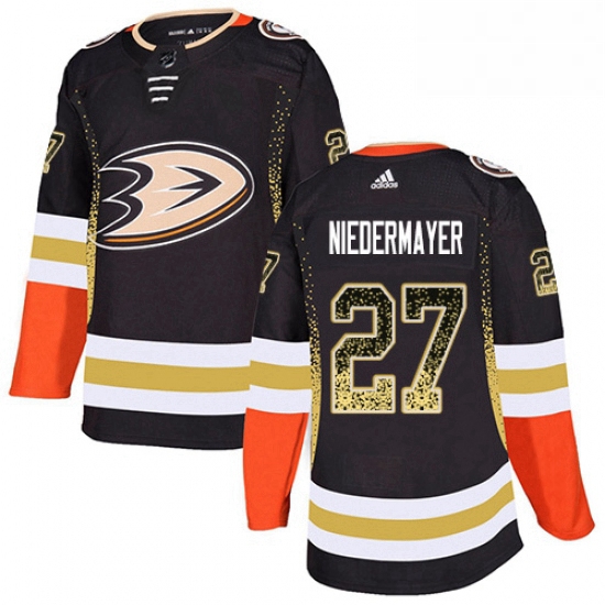 Mens Adidas Anaheim Ducks 27 Scott Niedermayer Authentic Black Drift Fashion NHL Jersey