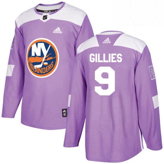 Mens Adidas New York Islanders 9 Clark Gillies Authentic Purple Fights Cancer Practice NHL Jersey