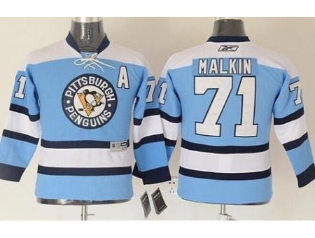 Kids Pittsburgh Penguins 71 Evgeni Malkin Blue Stitched NHL Jersey