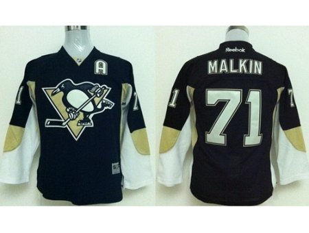 Kids Pittsburgh Penguins 71 Evgeni Malkin Black NHL Jerseys