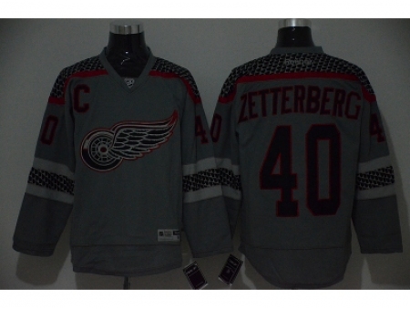 NHL detroit red wings #40 Henrik Zetterberg Charcoal Cross Check Fashion jerseys