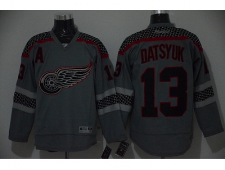 NHL detroit red wings #13 datsyuk Charcoal Cross Check Fashion jerseys