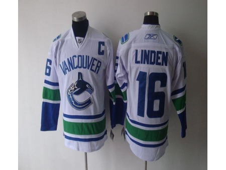 Canucks #16 Trevor Linden White Stitched Youth NHL Jersey