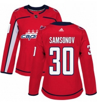 Womens Adidas Washington Capitals 30 Ilya Samsonov Premier Red Home NHL Jersey