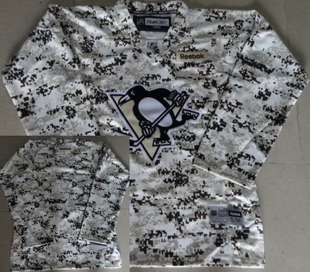 Kids Pittsburgh Penguins Blank White Camo NHL Jerseys