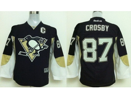 Kids Pittsburgh Penguins 87 Sidney Crosby Black NHL Jerseys