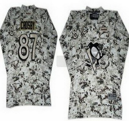 Kids Pittsburgh Penguins 87 Sidney Crosby White Camo NHL Jerseys