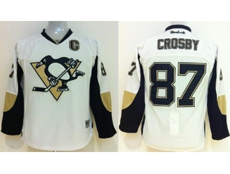 Kids Pittsburgh Penguins 87 Sidney Crosby White NHL Jerseys