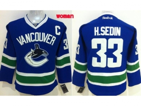 Women NHL Vancouver Canucks #33 H.SEDIN Blue Jerseys