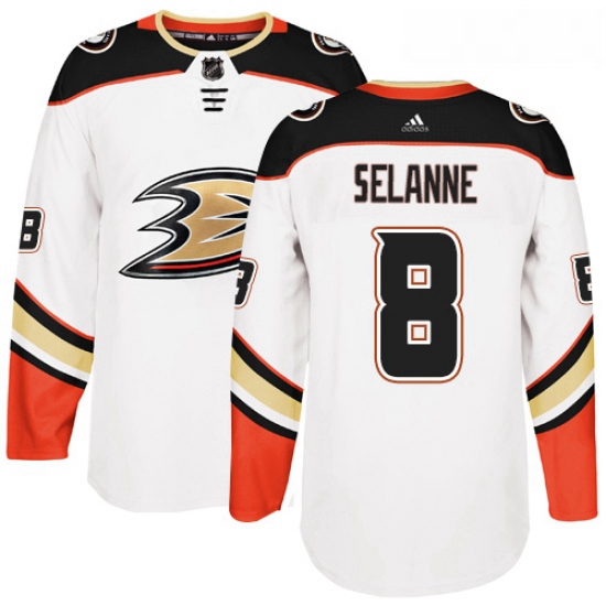 Youth Adidas Anaheim Ducks 8 Teemu Selanne Authentic White Away NHL Jersey