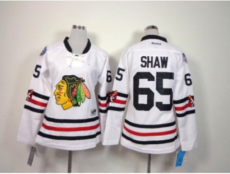 NHL Women chicago blackhawks #65 shaw white jerseys(2015 new classic)