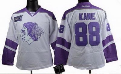 Women Chicago Blackhawks #88 Patrick Kane Fights Cancer white Jersey