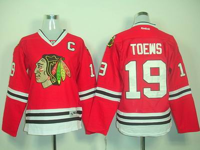 Women Chicago Blackhawks 19 TOEWS C Patch Red jersey