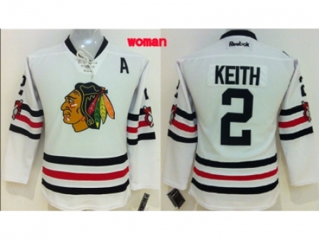 Women NHL Chicago Blackhawks #2 Duncan Keith classic white jerseys