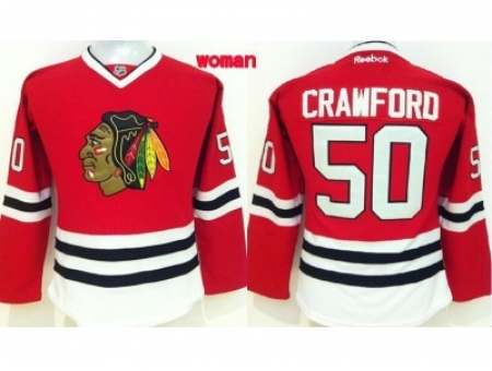 Women NHL Chicago Blackhawks 50 Corey Crawford red Jersey