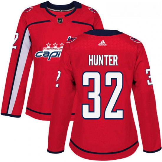 Womens Adidas Washington Capitals 32 Dale Hunter Premier Red Home NHL Jersey