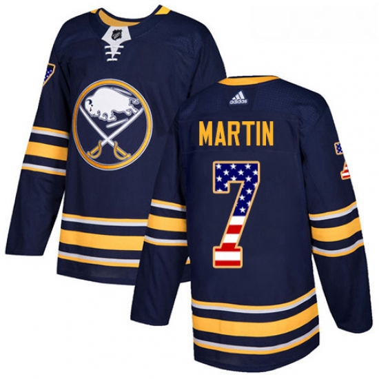 Youth Adidas Buffalo Sabres 7 Rick Martin Authentic Navy Blue USA Flag Fashion NHL Jersey