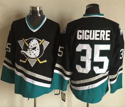 Ducks #35 Jean Sebastien Giguere PurpleTurquoise CCM Throwback Stitched NHL Jersey