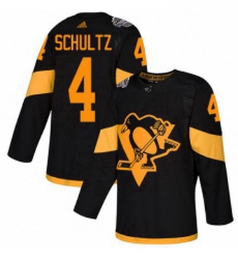 Mens Adidas Pittsburgh Penguins 4 Justin Schultz Black Authentic 2019 Stadium Series Stitched NHL Je