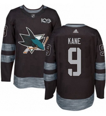 Mens Adidas San Jose Sharks 9 Evander Kane Authentic Black 1917 2017 100th Anniversary NHL Jerse