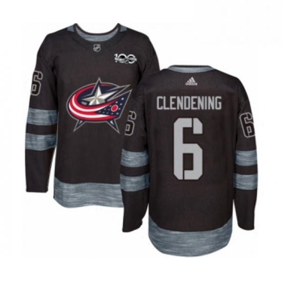 Mens Adidas Columbus Blue Jackets 6 Adam Clendening Authentic Black 1917 2017 100th Anniversary NHL 