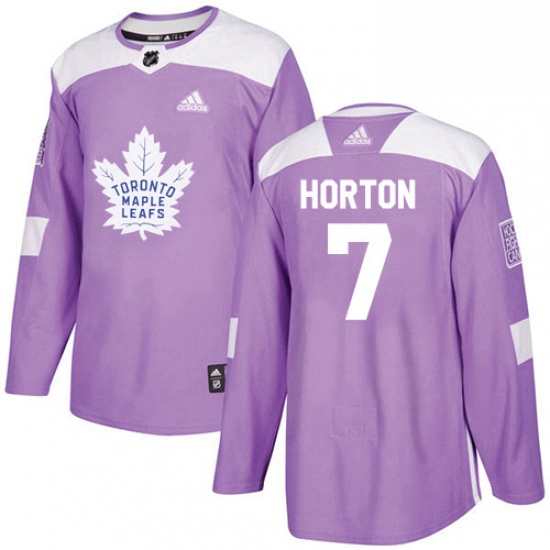 Mens Adidas Toronto Maple Leafs 7 Tim Horton Authentic Purple Fights Cancer Practice NHL Jersey