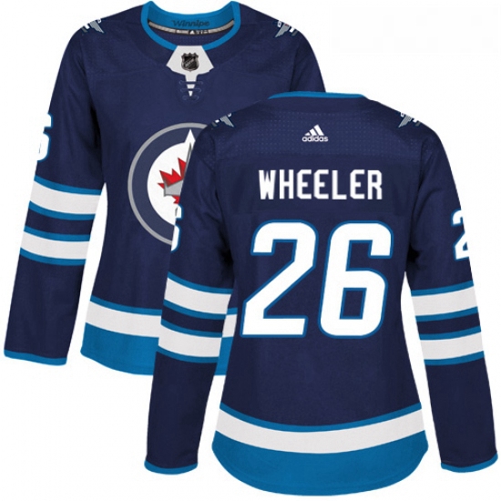 Womens Adidas Winnipeg Jets 26 Blake Wheeler Authentic Navy Blue Home NHL Jersey