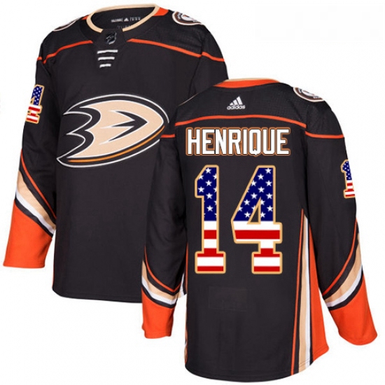 Youth Adidas Anaheim Ducks 14 Adam Henrique Authentic Black USA Flag Fashion NHL Jersey