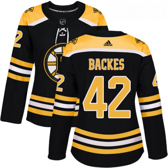 Womens Adidas Boston Bruins 42 David Backes Authentic Black Home NHL Jersey