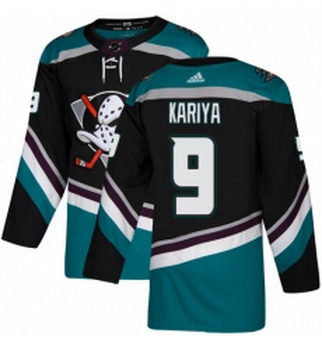 Youth Adidas Anaheim Ducks 9 Paul Kariya Authentic Black Teal Third NHL Jersey