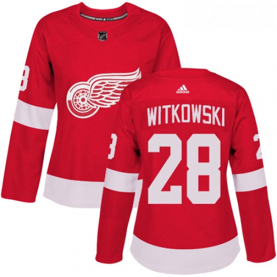 Womens Adidas Detroit Red Wings 28 Luke Witkowski Premier Red Home NHL Jersey