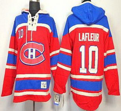 Montreal Canadiens 10 Guy Lafleur Red Lace-Up NHL Jersey Hoodies