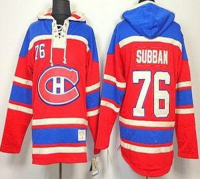 Montreal Canadiens 76 P.K. Subban Red Lace-Up NHL Jersey Hoodies