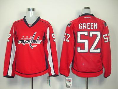 Women Washington Capitals 52 GREEN red jerseys