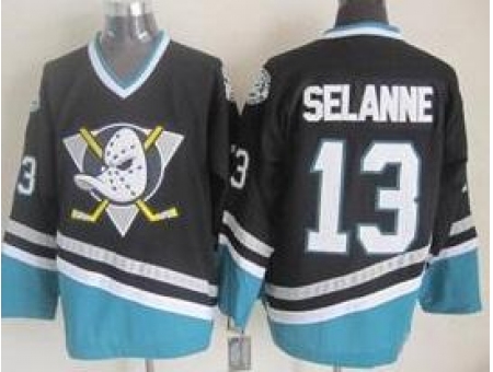 Anaheim Ducks 13 Teemu Selanne Black NHL Hockey Jersey