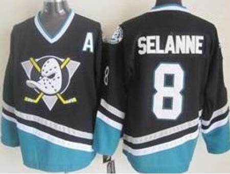 Anaheim Ducks 8 Teemu Selanne Black NHL Hockey Jersey