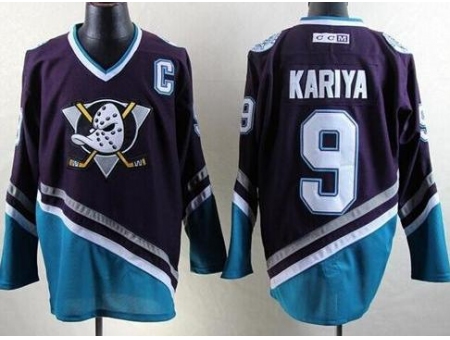 Anaheim Ducks #9 Paul Kariya Purple Turquoise CCM Throwback Stitched NHL Jersey